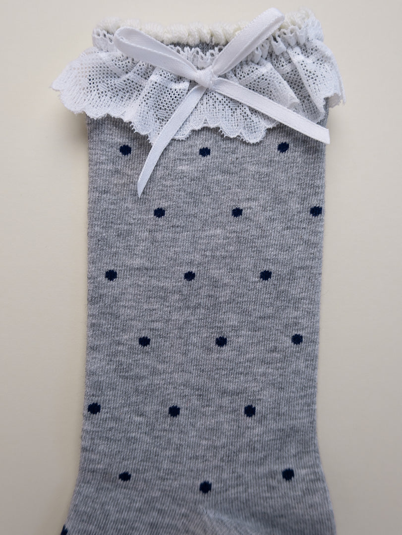 Lace Ruffle Polka Dot Women’s Cotton Crew Socks
