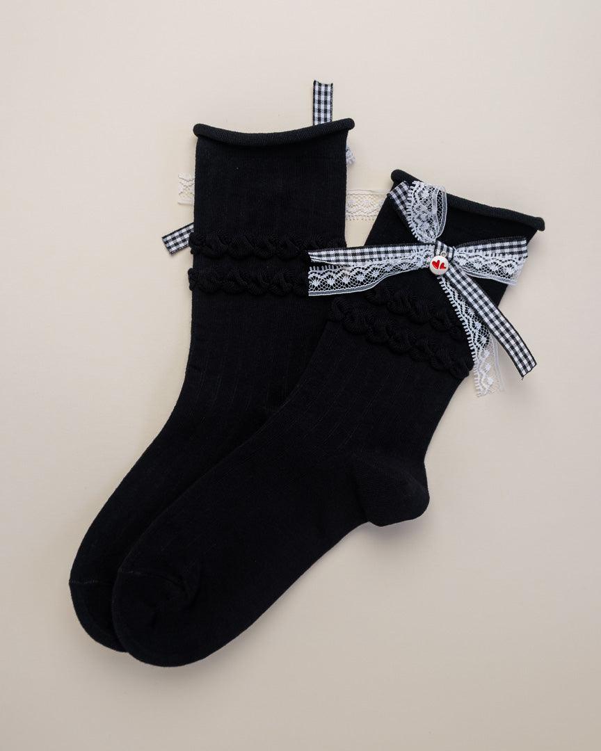 Lace Bow Women’s Cotton Crew Socks