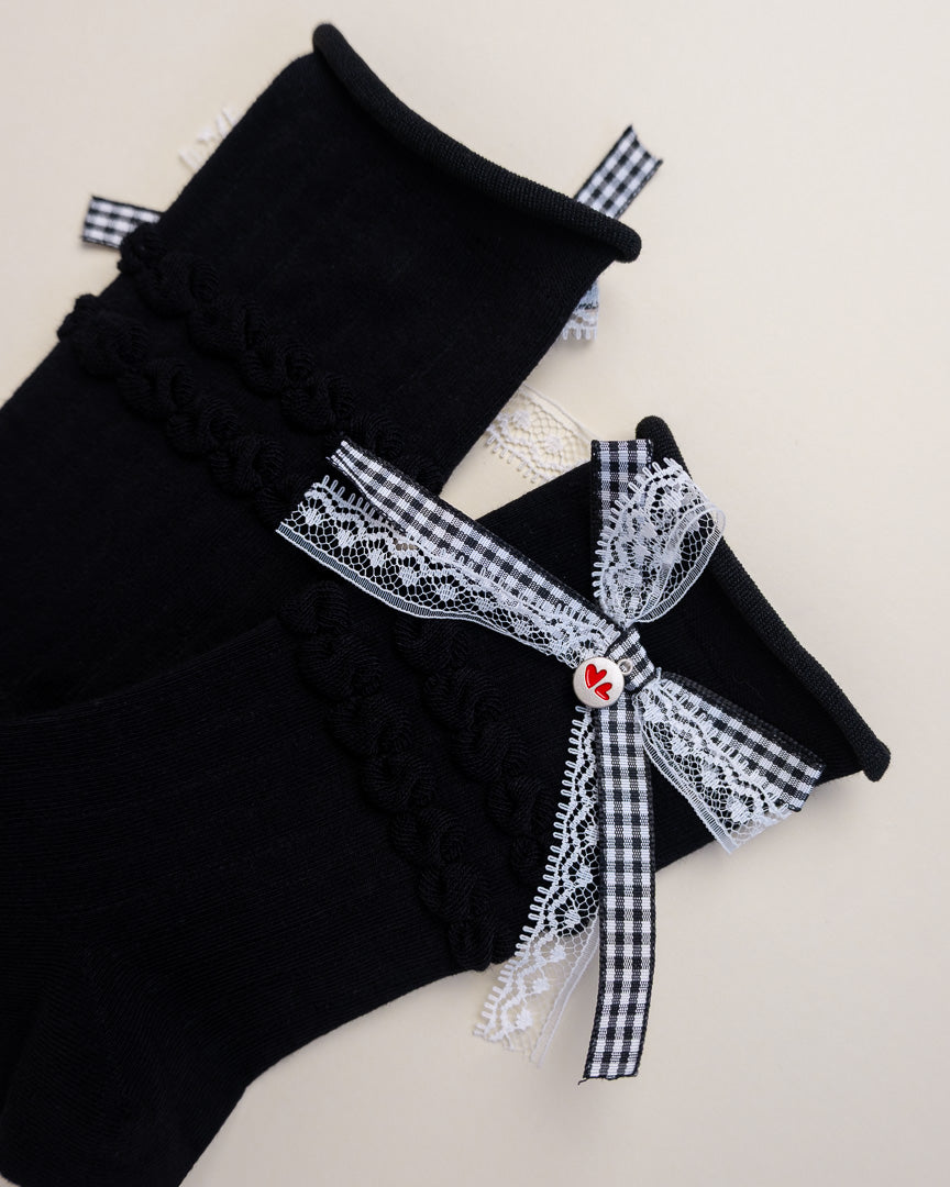 Lace Bow Women’s Cotton Crew Socks