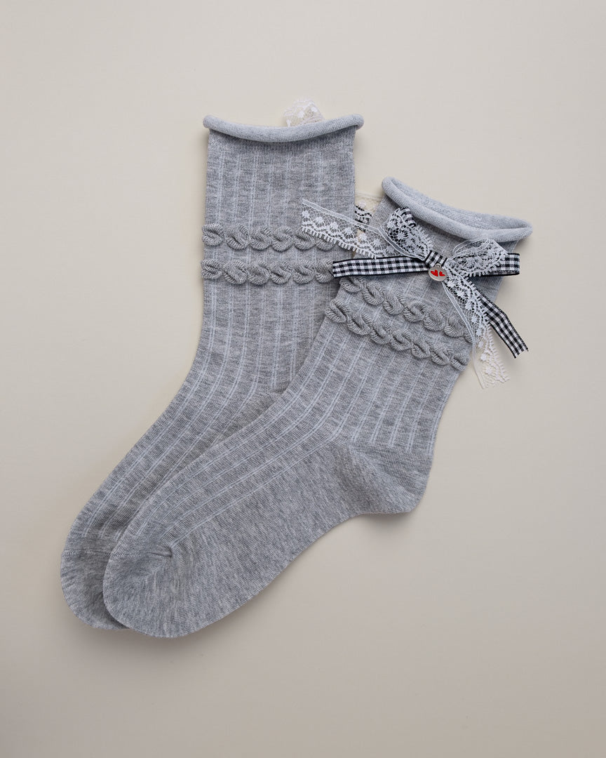 Lace Bow Women’s Cotton Crew Socks