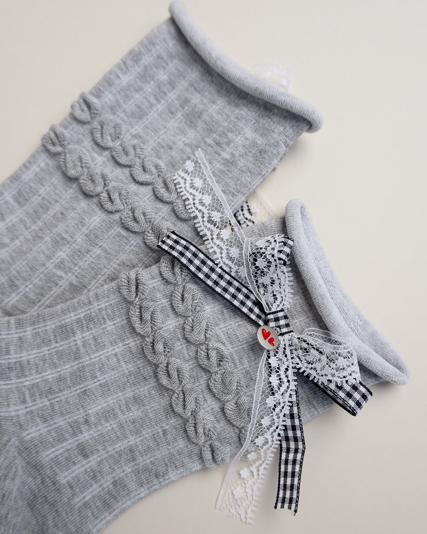 Lace Bow Women’s Cotton Crew Socks