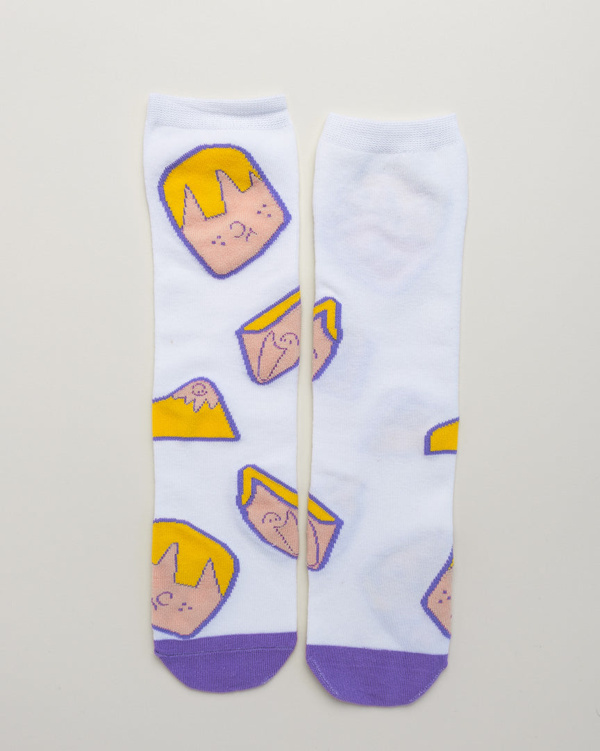 Kids’ Cartoon Face Socks – Heel-Free Crew Socks