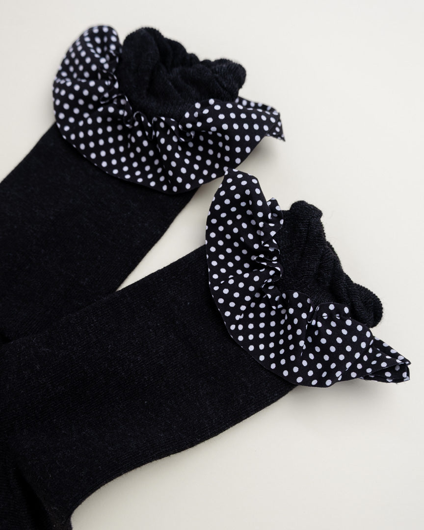 Polka Dot Ruffle Cuff Women’s Crew Socks