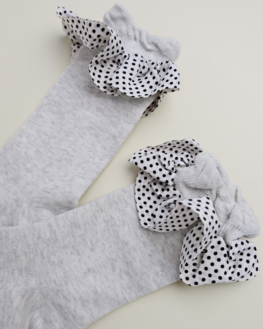 Polka Dot Ruffle Cuff Women’s Crew Socks