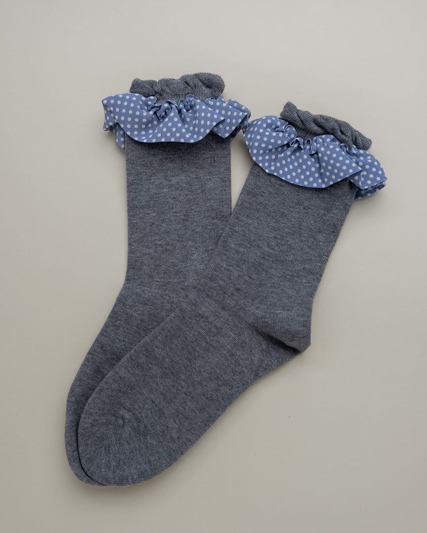 Polka Dot Ruffle Cuff Women’s Crew Socks