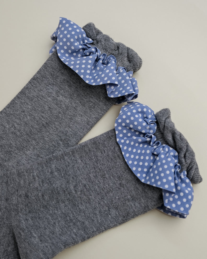 Polka Dot Ruffle Cuff Women’s Crew Socks