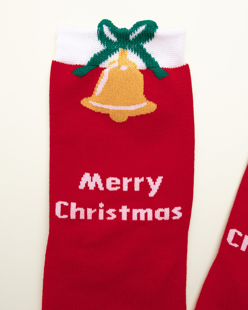 Christmas Bell & Bear Socks – Women’s Crew Socks