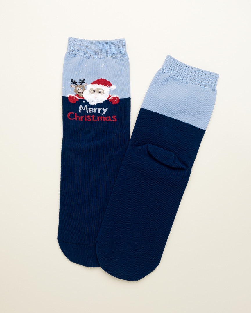 Santa & Reindeer Christmas Socks – Women’s Crew Socks