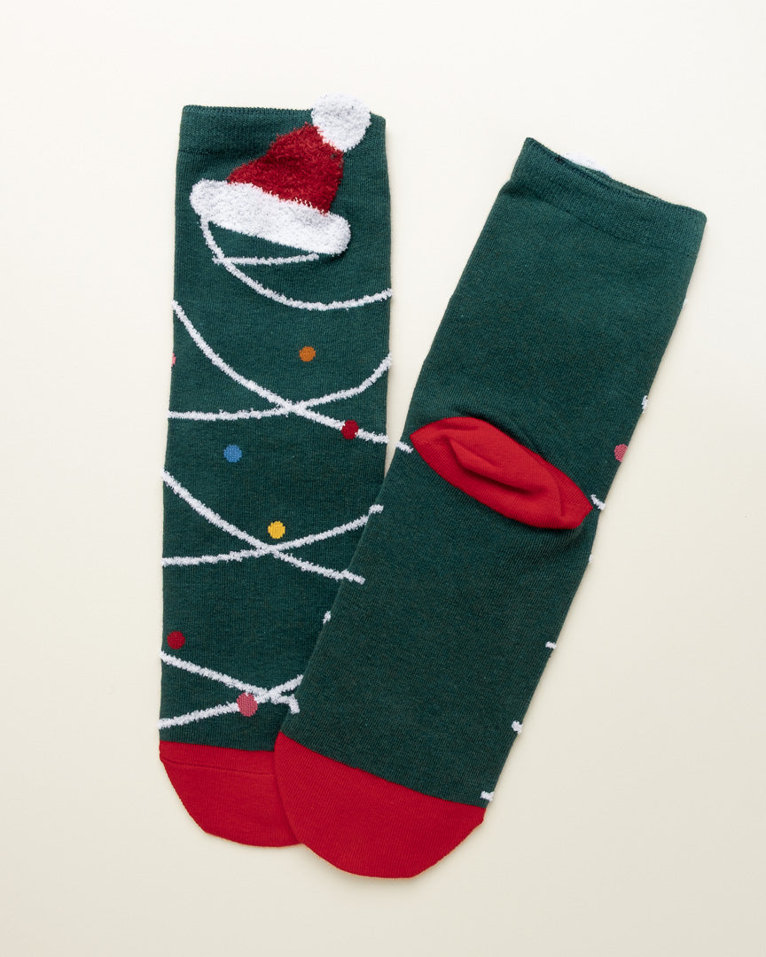 Santa Hat Lights – Women’s Crew Socks