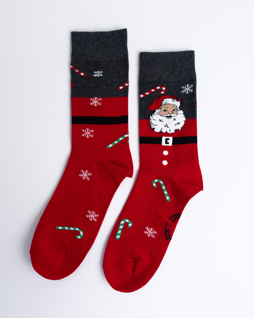 Santa Suit Candy Cane Crew Socks – Unisex