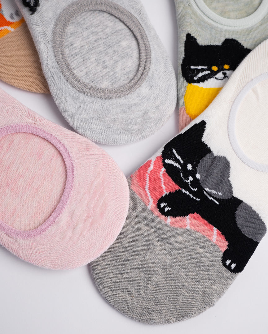 Cute Cat Women’s No Show Socks – No-Slip Invisible Low Cut Socks