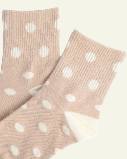Women’s cotton quarter socks with classic polka dot design and soft knit texture
