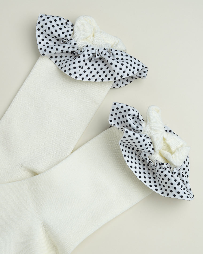 Polka Dot Ruffle Cuff Women’s Crew Socks