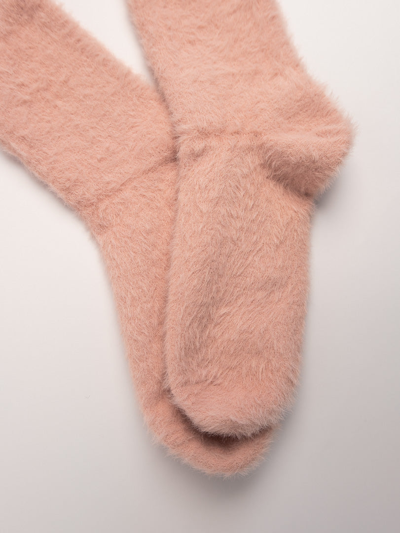 women cozy fuzzy crew socks worn on feet soft warm home socks