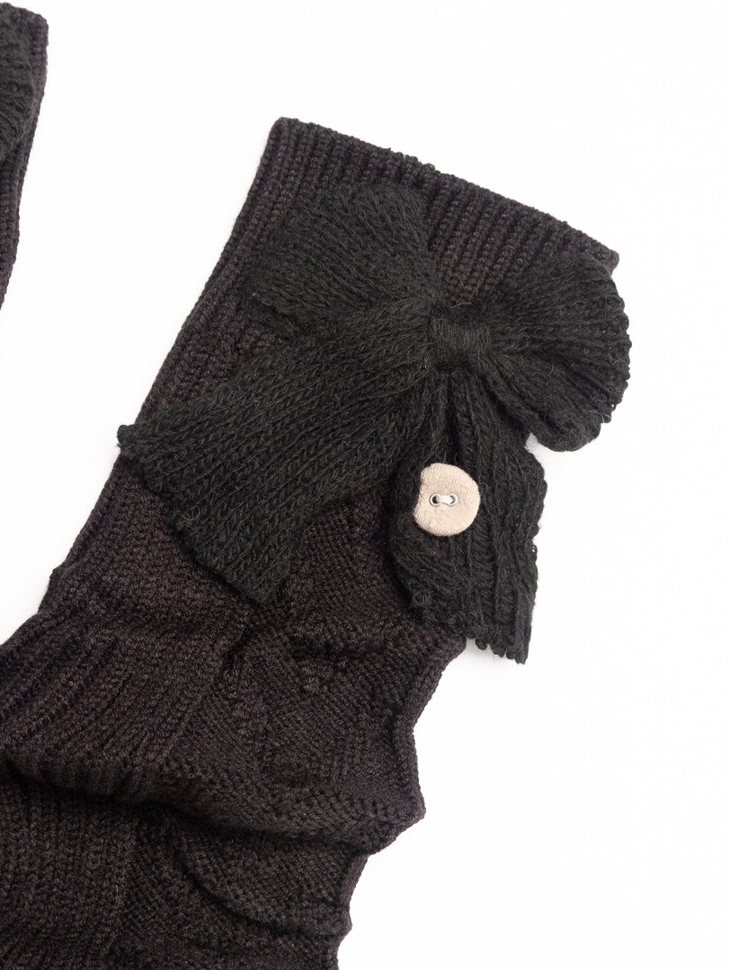 women black ribbed knit leg warmers bow detail soft winter leg warmers