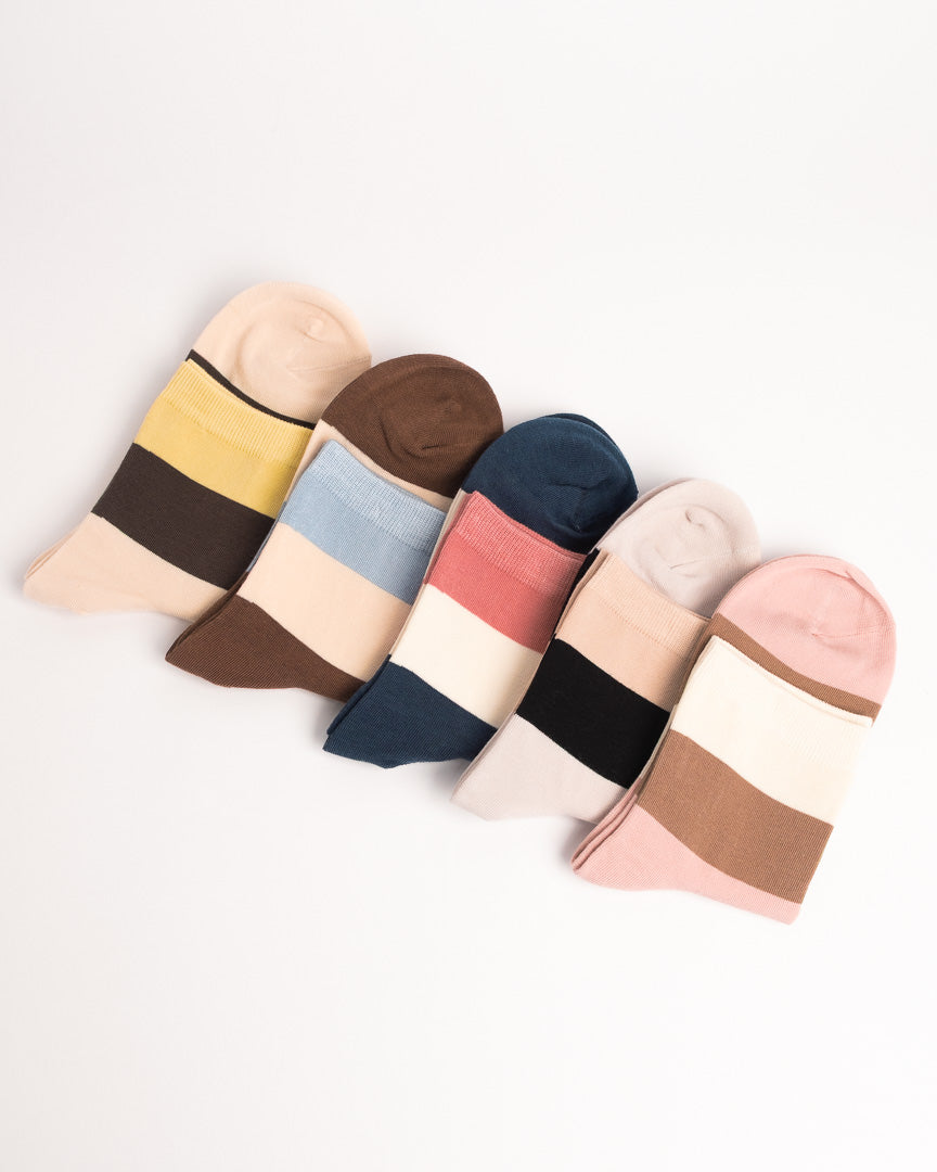 Women’s French Stripe Long Staple Cotton Socks – Casual Everyday Style