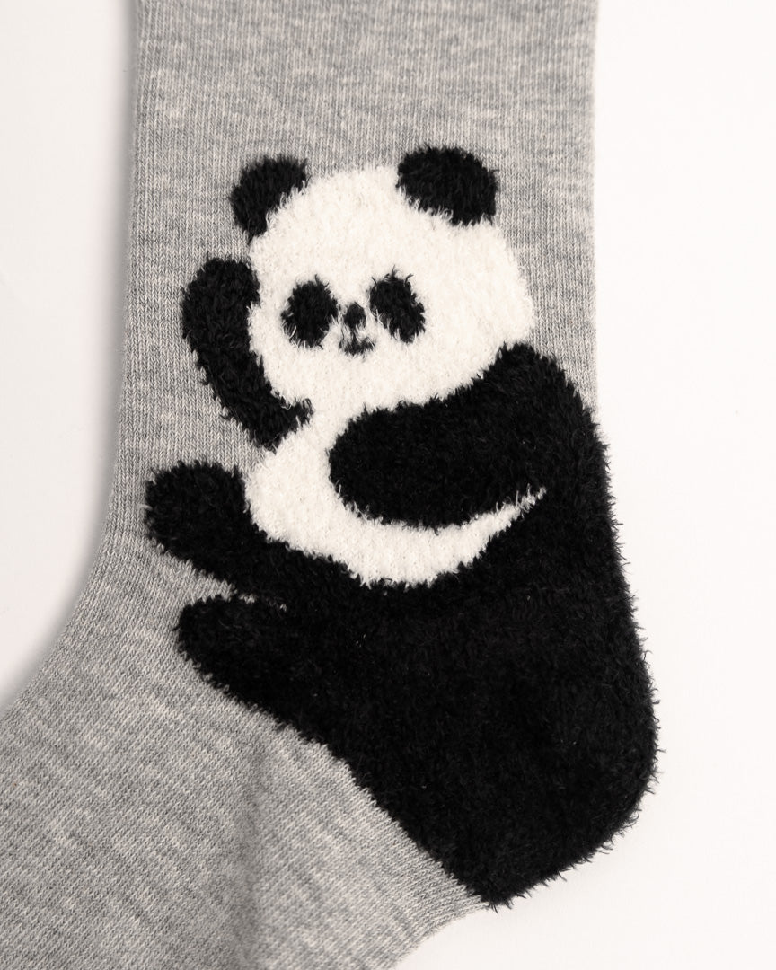 Panda Cotton Crew Socks – Grey