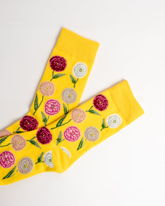 Colourful Blooms Crew Socks – Sunshine Yellow