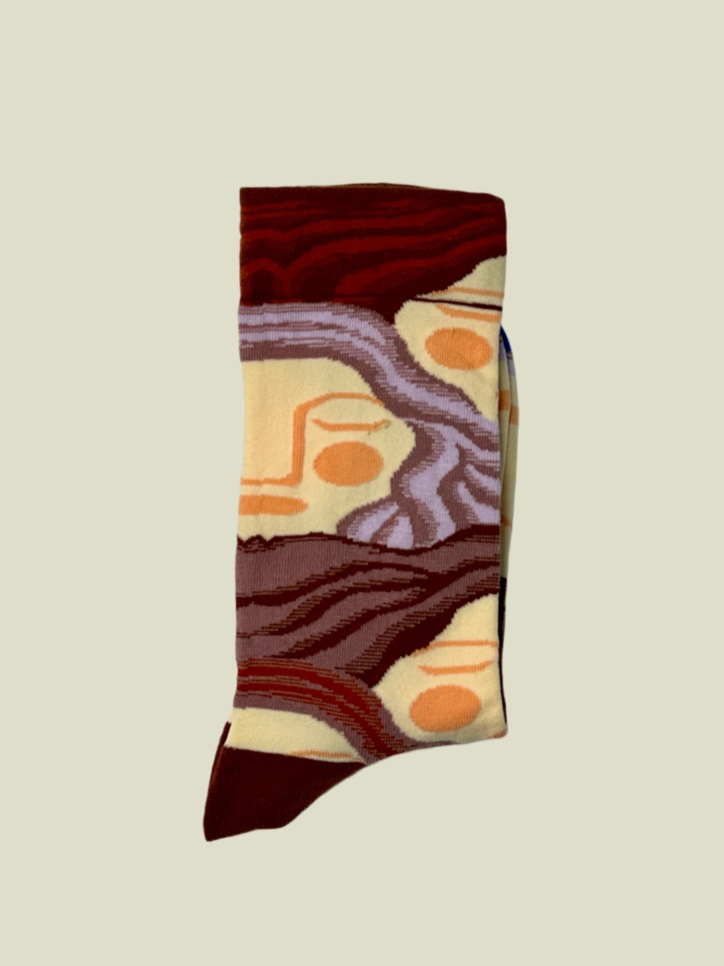 Cotton blend ankle socks with abstract red and purple pattern – Canvas Walks women’s socks by TipSoxx.