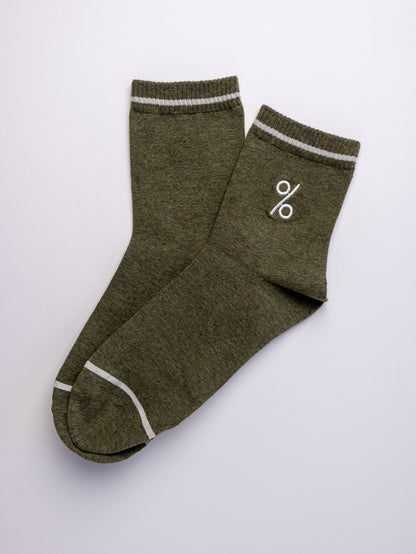 Percent Logo Men’s Quarter Cotton Socks – Blue & Olive