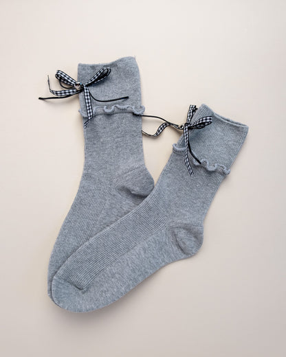 Ribbon Charm Ruffle Women’s Crew Socks