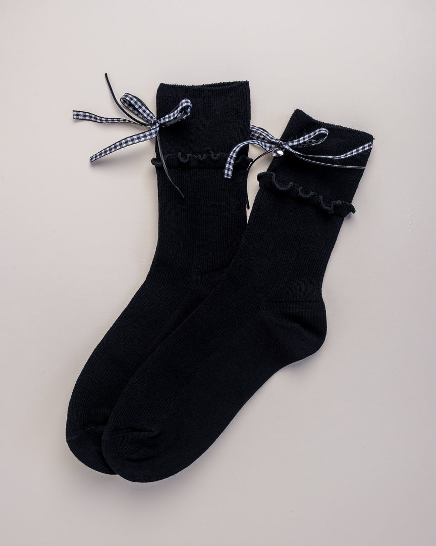 Ribbon Charm Ruffle Women’s Crew Socks