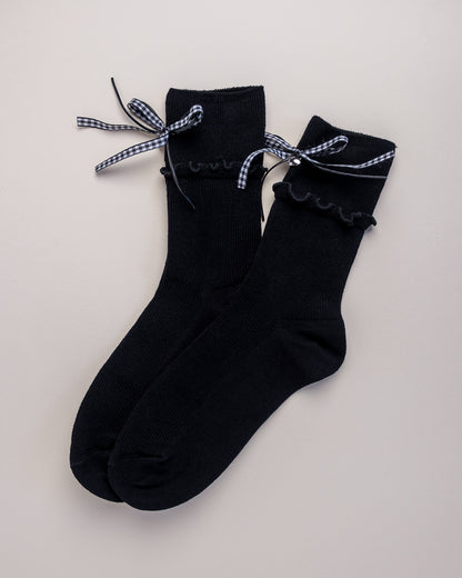 Ribbon Charm Ruffle Women’s Crew Socks