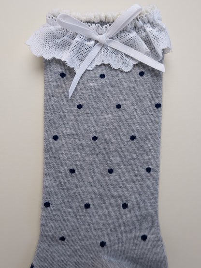 Lace Ruffle Polka Dot Women’s Cotton Crew Socks