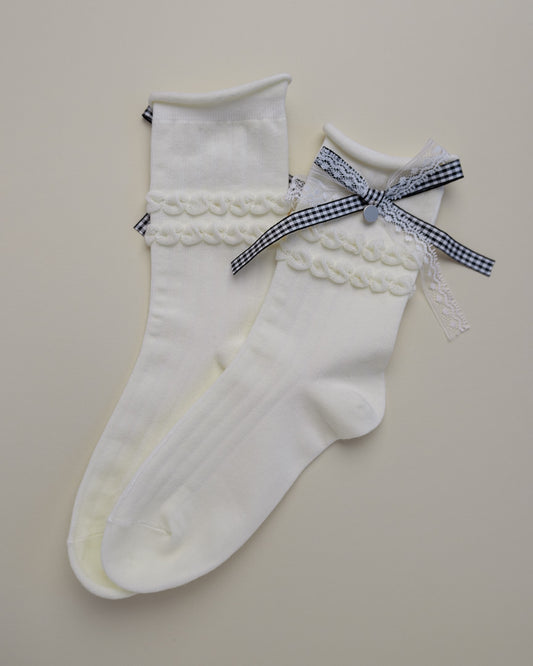 Lace Bow Women’s Cotton Crew Socks