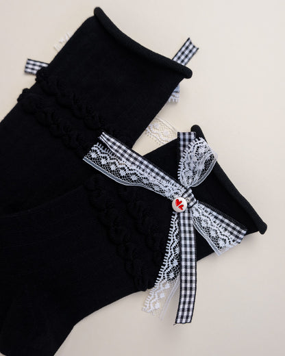 Lace Bow Women’s Cotton Crew Socks