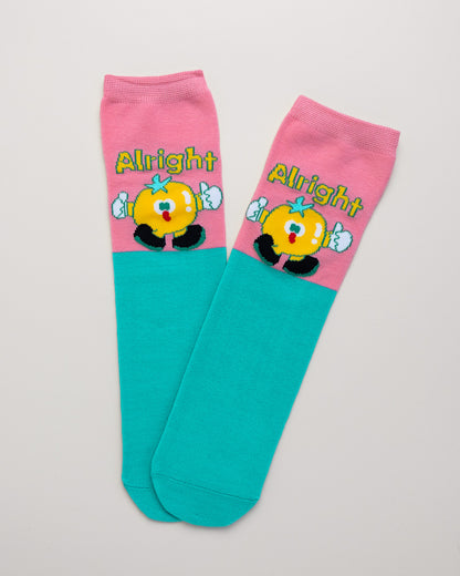 Kids’ Cartoon Socks – Heel-Free Color Block Crew Socks