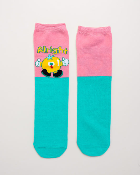 Kids’ Cartoon Socks – Heel-Free Color Block Crew Socks