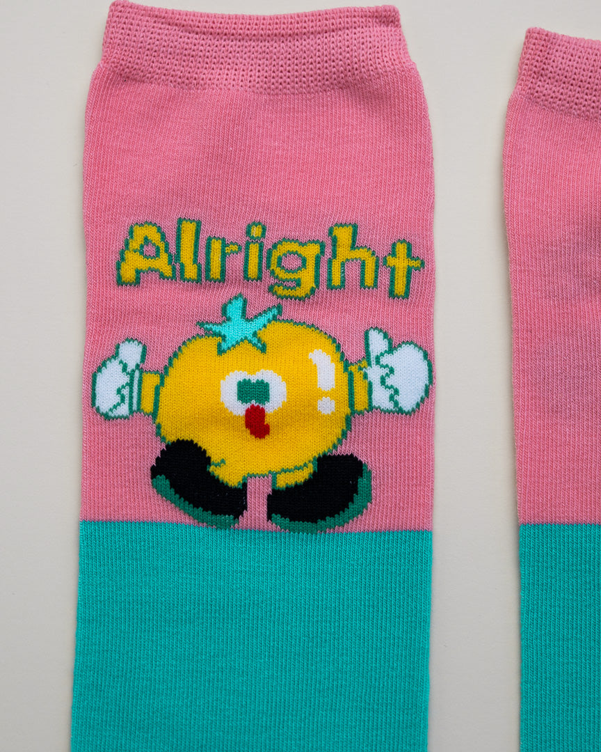Kids’ Cartoon Socks – Heel-Free Color Block Crew Socks