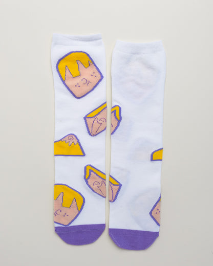 Kids’ Cartoon Face Socks – Heel-Free Crew Socks
