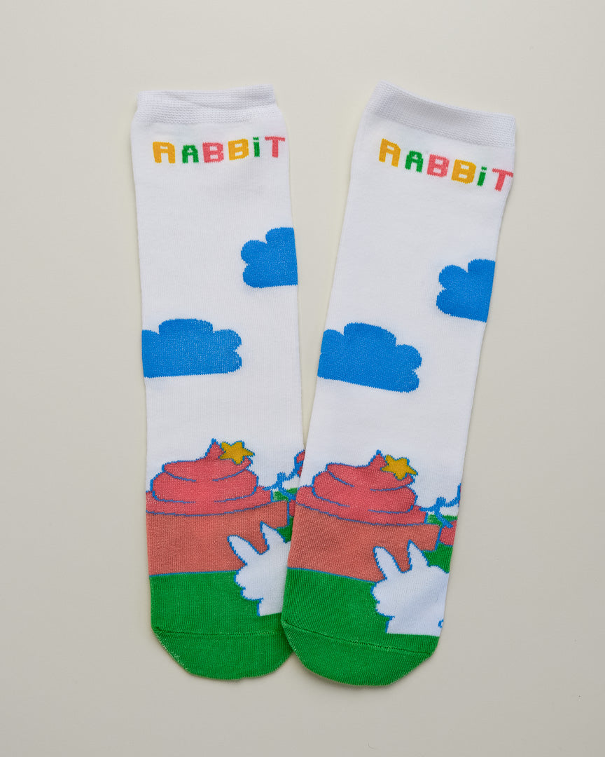 Kids’ Cartoon Rabbit Socks – Heel-Free Crew Style
