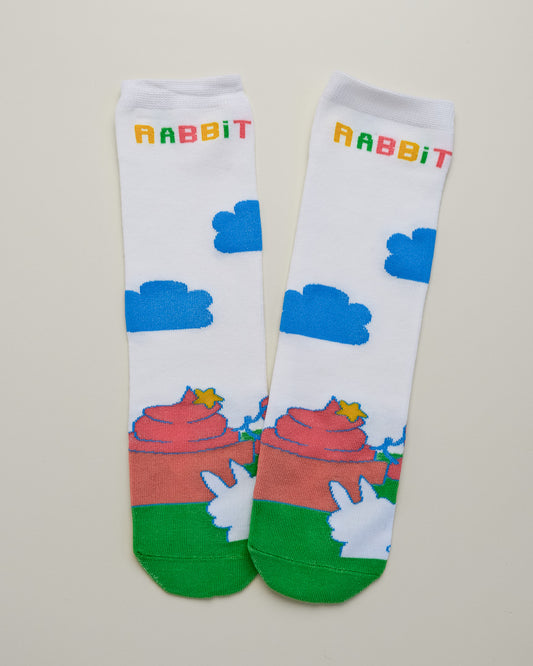 Kids’ Cartoon Rabbit Socks – Heel-Free Crew Style