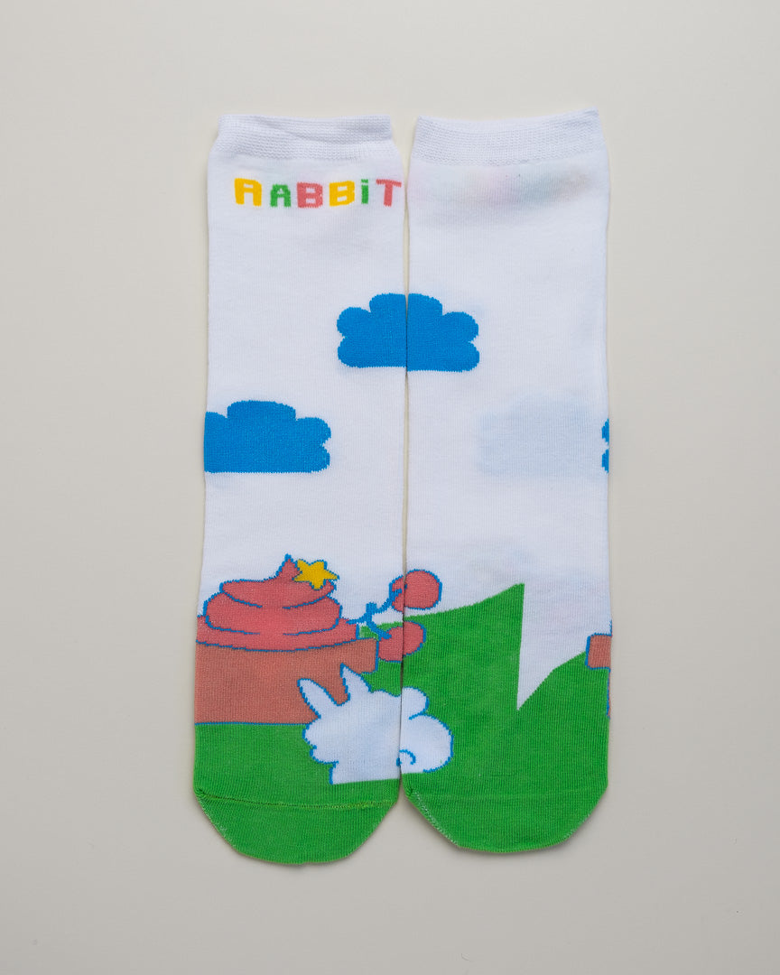 Kids’ Cartoon Rabbit Socks – Heel-Free Crew Style