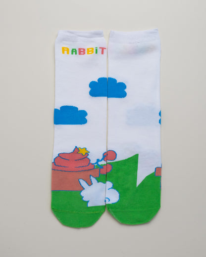 Kids’ Cartoon Rabbit Socks – Heel-Free Crew Style