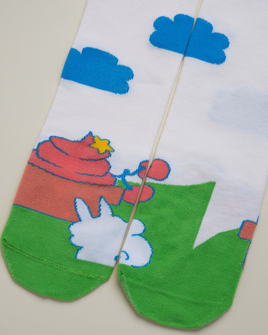 Kids’ Cartoon Rabbit Socks – Heel-Free Crew Style