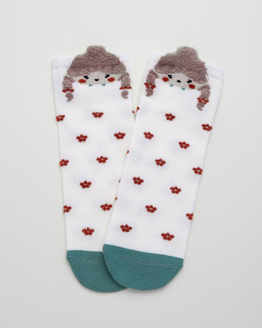Kids’ Cartoon Girl Socks – Heel-Free Cotton Crew Style
