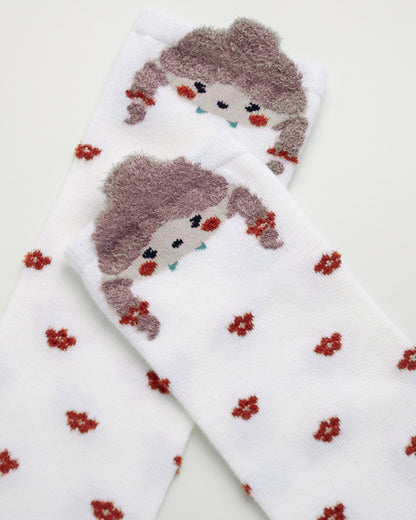 Kids’ Cartoon Girl Socks – Heel-Free Cotton Crew Style