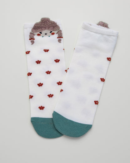 Kids’ Cartoon Girl Socks – Heel-Free Cotton Crew Style