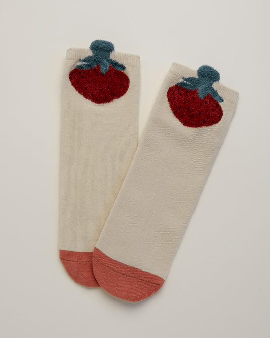 Kids’ Strawberry – Heel-Free Cotton Crew Socks