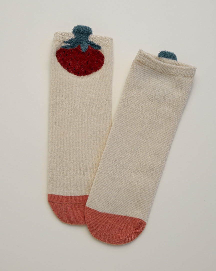 Kids’ Strawberry – Heel-Free Cotton Crew Socks