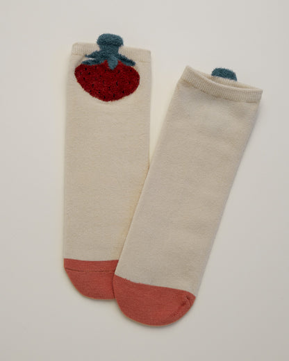 Kids’ Strawberry – Heel-Free Cotton Crew Socks