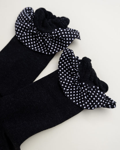 Polka Dot Ruffle Cuff Women’s Crew Socks