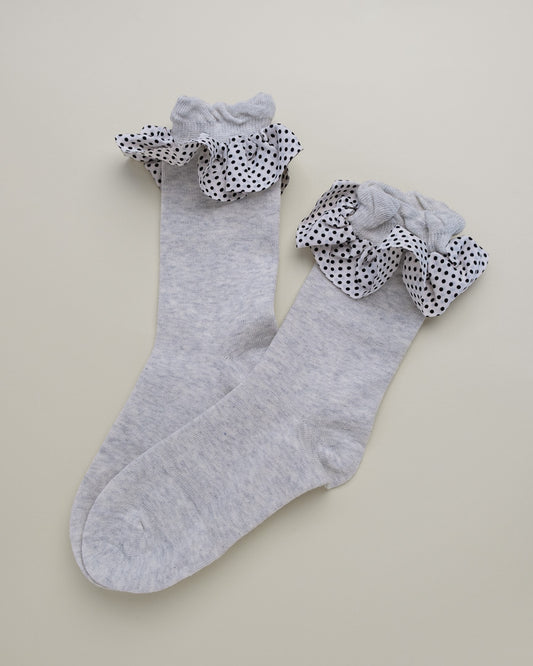 Polka Dot Ruffle Cuff Women’s Crew Socks