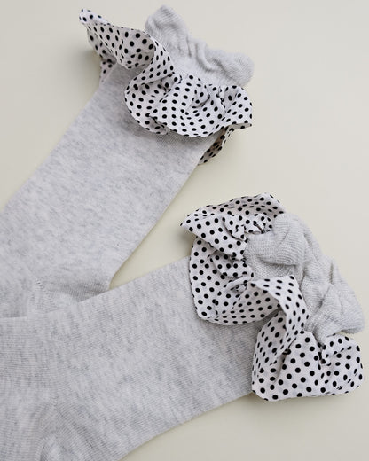Polka Dot Ruffle Cuff Women’s Crew Socks