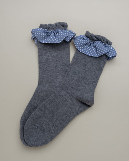 Polka Dot Ruffle Cuff Women’s Crew Socks