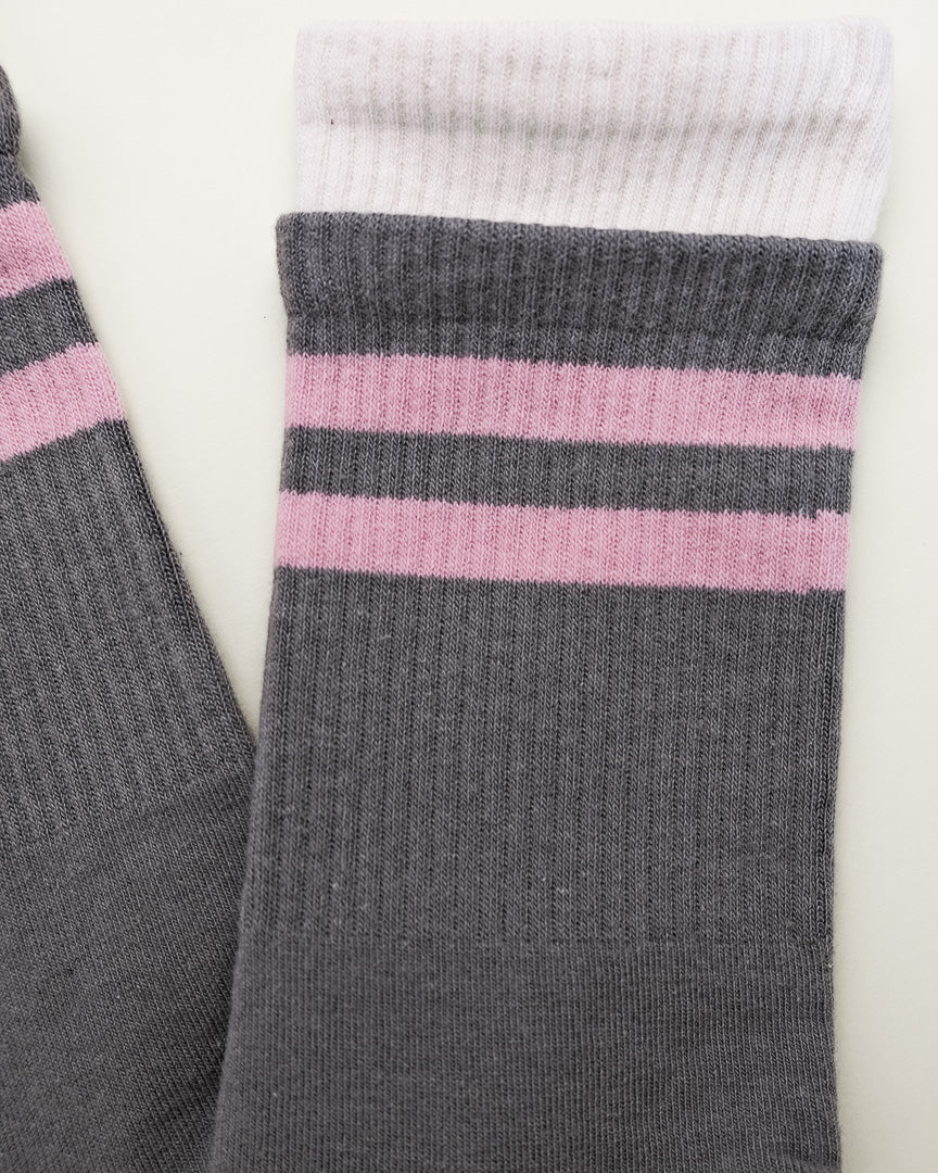 Striped Pilates & Yoga Grip Socks – Non-Slip Women’s Crew Socks